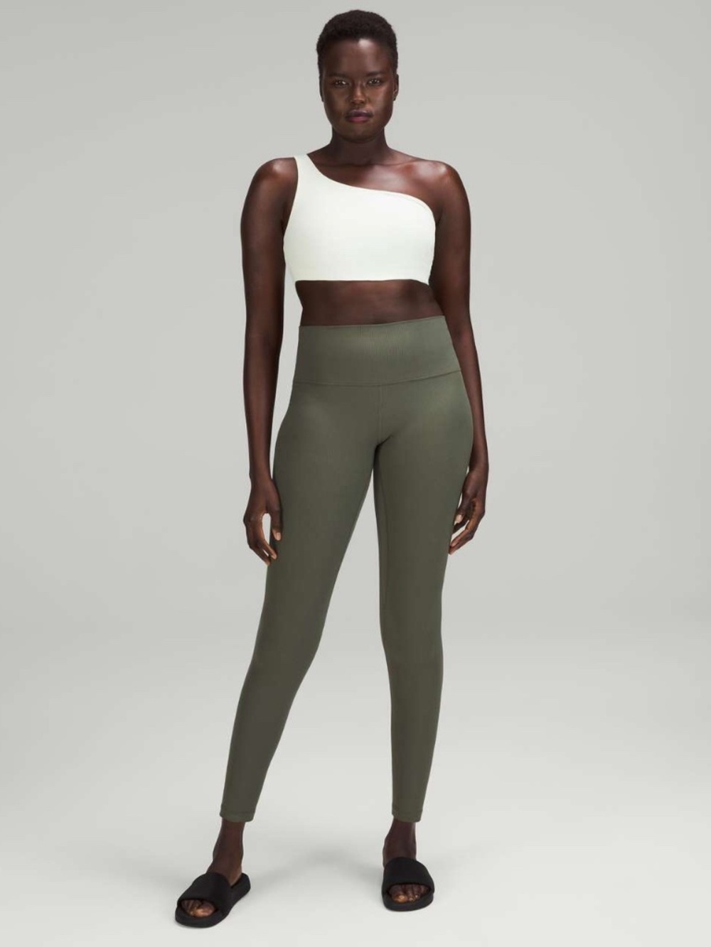 Lululemon Army Green High-Waisted Ribbed 28" Leggings